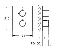 Vorschau: Grohe Grohtherm F Thermostat-Wannenbatterie mit integrierter 2-Wege-Umstellung, eckig, chrom