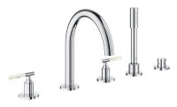 Vorschau: Grohe Atrio 5-Loch-Wannen-Kombination für Atrio Hebelgriffe aus White Attica Caesarstone 48464000, chrom 25224000