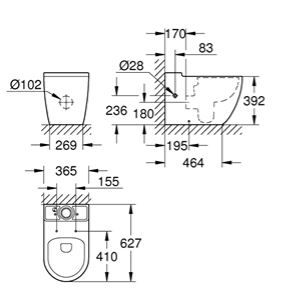 Grohe Bau Keramik Stand-Tiefspül-WC, spülrandlos, weiß