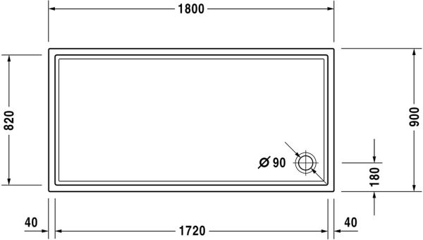 Duravit Starck Slimline Duschwanne rechteckig 90x180cm, Sanitäracryl, weiß