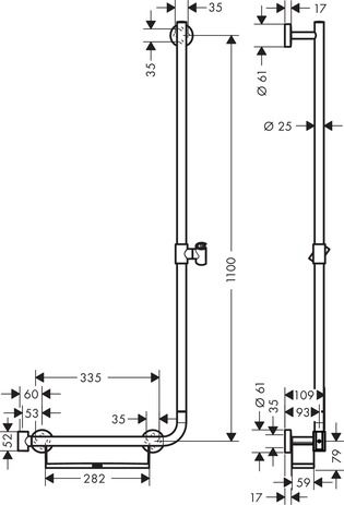 Hansgrohe Unica Comfort Brausestange 110cm Rechts Set, weiß/chrom