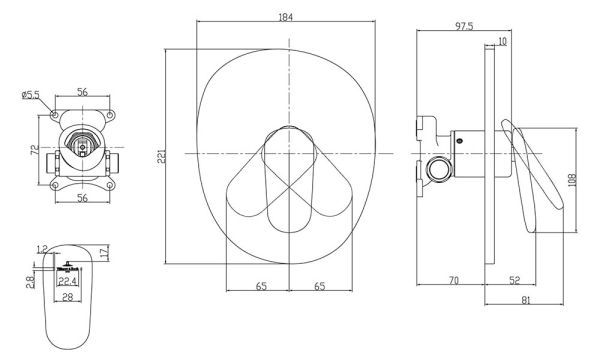 Villeroy&Boch Antao Unterputz-Einhebel-Duscharmatur, chrom TVS11100400061