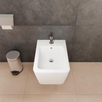 Vorschau: Hansgrohe EluPura Original Q Wand Bidet mit Hahnloch und Überlauf, Softcube, weiß