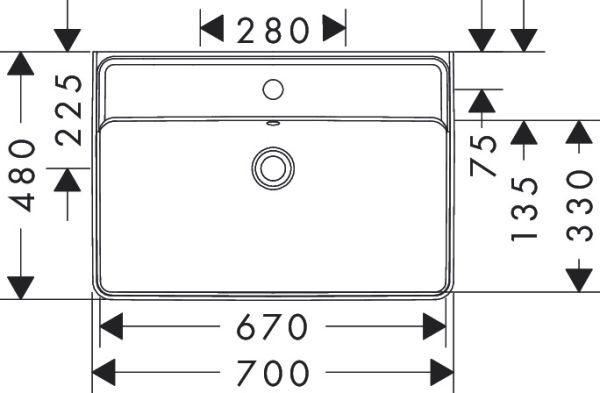 hansgrohe Xanuia Q Aufsatzwaschtisch geschliffen 70x48cm mit Überlauf, weiß