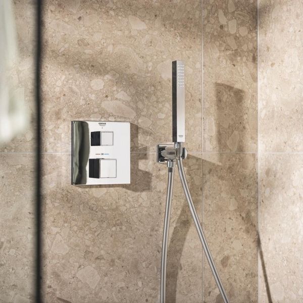 Grohe Precision Duschsystem eckig mit Thermostat, Vitalio Rain Mono 310 cube Kopfbrause, chrom 34879000