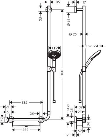 Hansgrohe Raindance Select S 120 / Unica Comfort Brauseset 1,10m Rechts