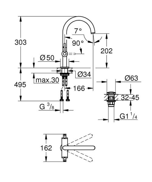 Grohe Atrio 2-Griff-Waschtischarmatur L-Size