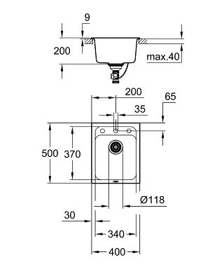 Grohe K700 50-C Küchenspüle 40cm