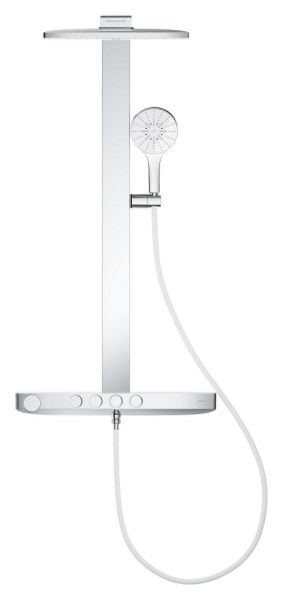 Grohe Rainshower Aqua Pure Duschsystem mit Thermostatbatterie, Kopfbrause eckig, 15 l/min