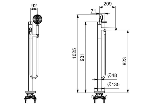 Hansa Hansavantis Style Einhand-Wannen-Batterie, bodenstehend, chrom