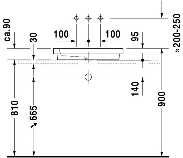 Duravit Universal Einbauwaschtisch rechteckig 58x41,5cm, ohne Überlauf, mit Wondergliss, weiß 03175800291