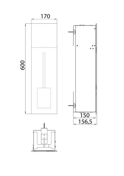 emco asis pure (Glasfront) WC-Modul 1-türig UP 60x17cm 975528 Zeichnung