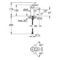 Vorschau: Grohe BauLoop Einhand-Waschtischbatterie, glatter Körper, S-Size, chrom