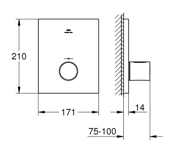 Grohe Grohtherm F Thermostat-Zentralbatterie, eckig, chrom