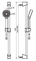 Vorschau: Hansa Hansabasicjet Wandstangen-Brauseset 650mm, Ø 95mm, 1-strahlig, chrom