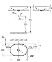 Vorschau: Grohe Airio Aufsatzschale oval 60x40cm, weiß PureGuard