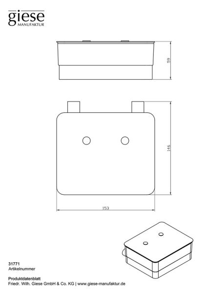 Giese WC-Uno Glasbehälter für Feuchtpapier, Wandmodell, schwarz matt