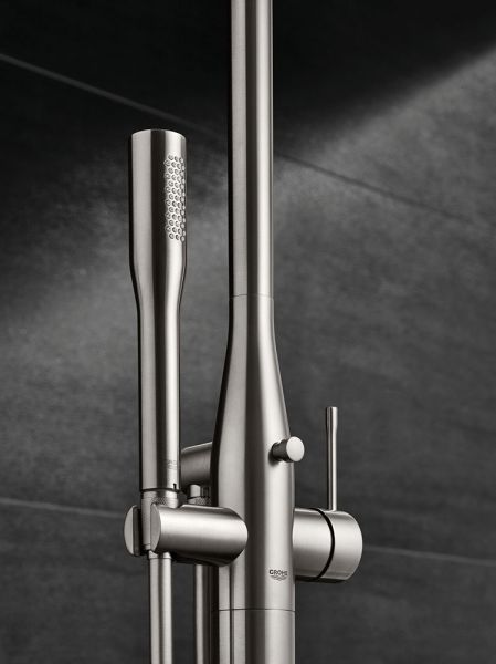 Grohe Essence Duschsystem bodenstehend/freistehend, wassersparend, supersteel