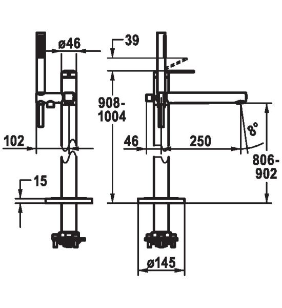 KWC DOMO 6.0 Einhebel-Wannenmischer bodenstehend mit Handbrause, chrom