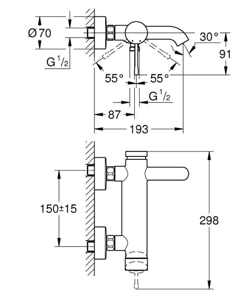 Grohe Essence Wannenarmatur Aufputz