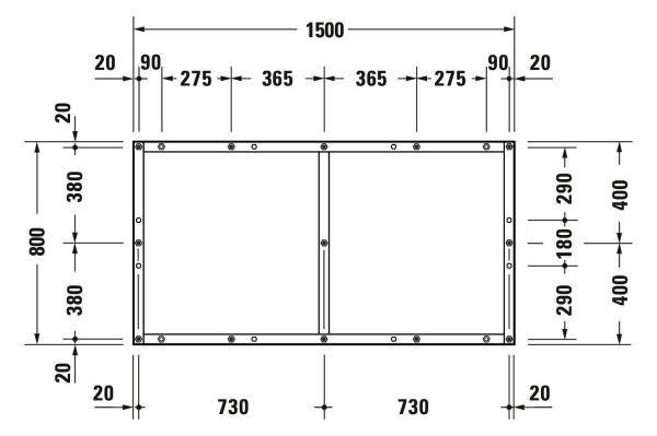 Duravit Tempano Fußgestell höhenverstellbar 70 - 100mm 1500x800x85mm