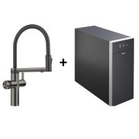 Blanco Choice Komplettset Icona Kochendwasser-Küchenarmatur inkl. Wasseraufbereitungseinheit, satin dark steel 527659+527660