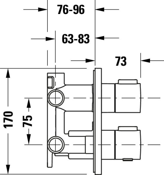 Duravit Duschthermostat eckig, Unterputz mit Grundkörper, chrom