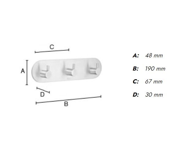 Smedbo Round Design selbstklebender Dreierhaken, edelstahl gebürstet