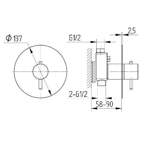 Avenarius Linie 280 Thermostat-Mischbatterie, chrom