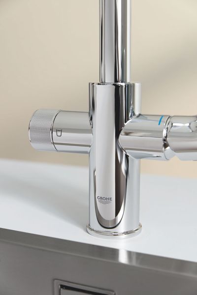 Grohe Blue Pure BauCurve Küchenarmatur Starter Set, mit C-Auslauf und S-Size Filter, chrom