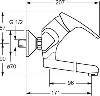 Vorschau: Hansa Hansamix Waschtisch-Einhand-Wandbatterie, Kristallklarer Laminarstrahl, Ausladung 171mm, chrom