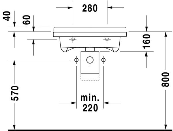 Duravit Starck 3 Waschtisch rechteckig 60x54,5cm, ohne Überlauf, ohne Hahnloch, weiß 0312600000