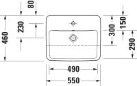 Vorschau: Duravit No.1 Halbeinbauwaschtisch rechteckig 55x46cm, mit 1 Hahnloch, mit Überlauf, weiß 03765500002