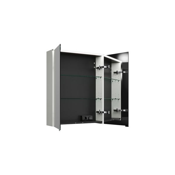 Burgbad Eqio Spiegelschrank mit horizontaler LED-Beleuchtung und 2 Spiegeltüren, 65x80cm