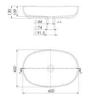 Vorschau: Steinberg Serie 440 Mineo Stone Aufsatzschale oval 60x40cm, weiß matt