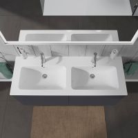 Duravit ME by Starck Doppelwaschtisch 130x49cm, 2 Hahnlöcher, mit Überlauf, WonderGliss, weiß 23361300001