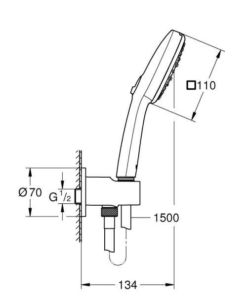 Grohe Tempesta Cube 110 Wandhalterset mit Wandanschlussbogen, 3 Strahlarten, chrom