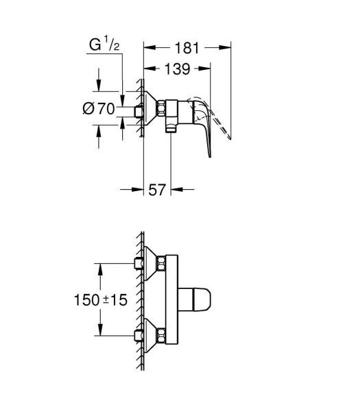 Grohe Euroeco Einhand-Brausebatterie, chrom