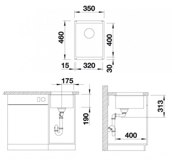 Blanco Subline 320-U Granitspüle SILGRANIT®