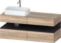 Vorschau: Duravit Qatego Unterschrank für Aufsatzbecken 140x55cm in eiche marmoriert, mit offenem Fach in graphit, Ausschnitt links QA4765