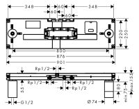 Vorschau: Axor Grundset für ShowerHeaven Kopfbrause 1200 4jet mit Lichtmodul 12922180