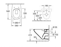 Vorschau: Villeroy&Boch O.Novo Wand-Tiefspül-WC, spülrandlos, mit DirectFlush, 36x54cm, weiß 7682R001_2