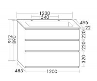 Vorschau: Burgbad Lin20 Keramik-Doppelwaschtisch m. Waschtischunterschrank, 3 Auszüge, bodenstehend, 123x49,5cm SGHK123