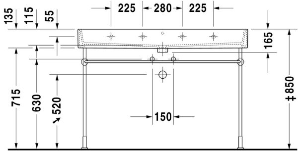 Duravit Vero Air Waschtisch rechteckig 120x47cm, ohne Überlauf, ohne Hahnloch, weiß 2350120079