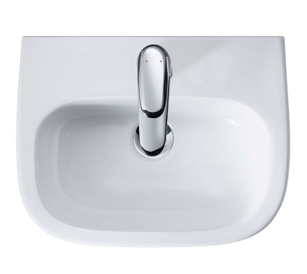 Duravit D-Code Handwaschbecken rechteckig 45x34cm, mit Hahnloch und Überlauf, weiß 0705450000