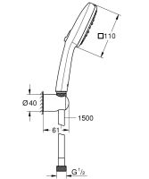 Vorschau: Grohe Tempesta Cube 110 Wandhalterset mit Brauseschlauch 150cm, 3 Strahlarten, 7,4 l/min, chrom