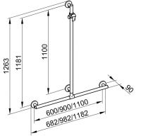 Vorschau: Keuco Collection Plan Care Duschhandlauf mit Brausestange, 68,2/126,3cm