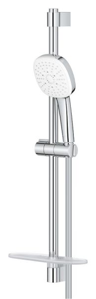 Grohe Tempesta Cube 110 Brausestangenset 60cm mit Ablage, 3 Strahlarten, 7,4 l/min, chrom