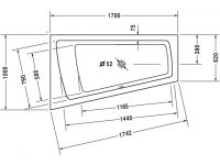 Vorschau: Duravit Paiova Badewanne Einbauversion, mit einer Rückenschräge links, 170x100cm, weiß