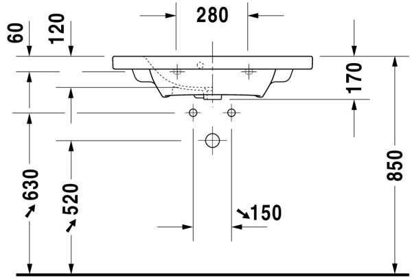 Duravit DuraStyle Waschtisch 78,5x40cm, mit Überlauf, mit Wondergliss, Ausführung kurz, weiß 23377800001